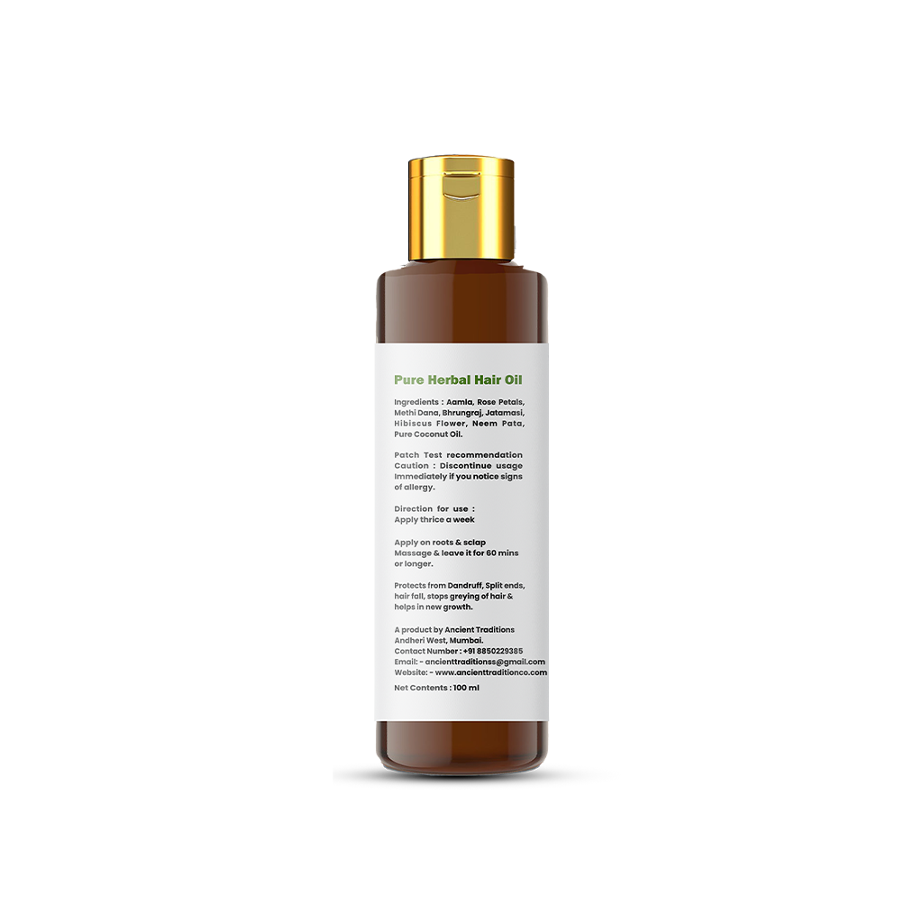 Ancient Traditions Pure Herbal Hair Oil - 100% Chemical & Paraben Free