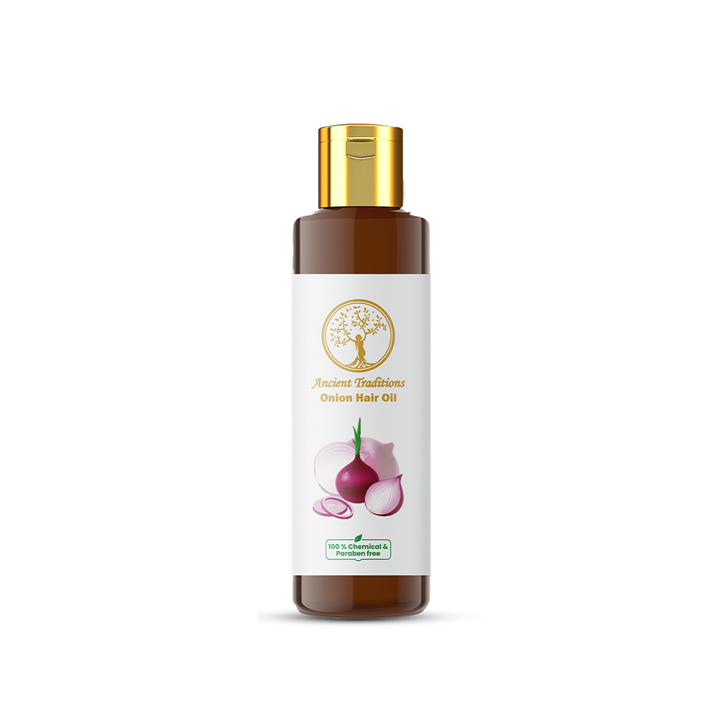 Ancient Traditions Pure Onion Hair Oil - For Regrowth, Volume, and Hair Fall Control